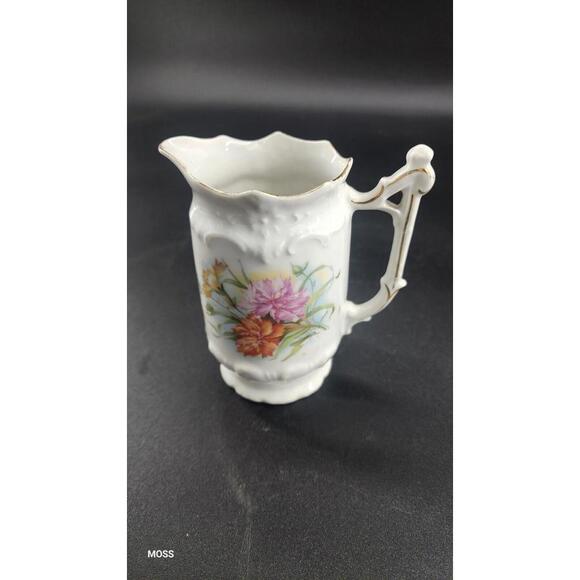 Vintage Floral Cream Pitcher,  Shabby Chic Victorian - Picture 1 of 6